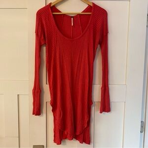 Free People Coral Waffle Knit Scoop Neck Tunic